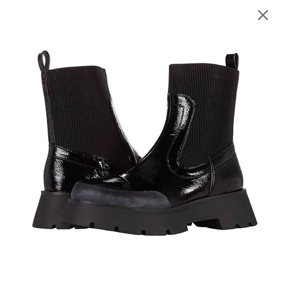 SAM EDELMAN | LARISSA BLACK ROUNDED TOE PULL ON CHUNKY HEEL PLATFORM BOOT SIZE 9 - Picture 3 of 9